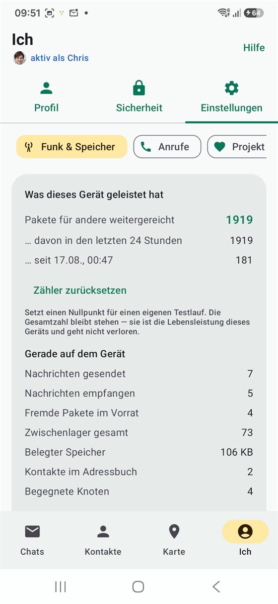 Einstellungen — was dieses Gerät für andere weitergereicht hat