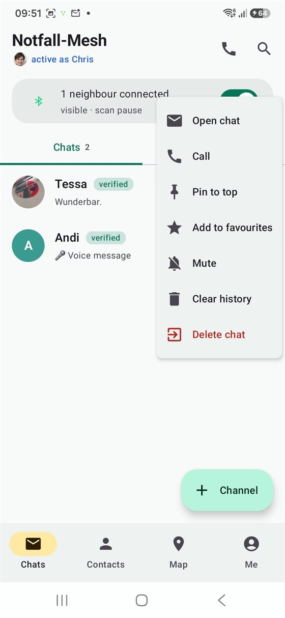 Chats — pin, mute or call straight from the list