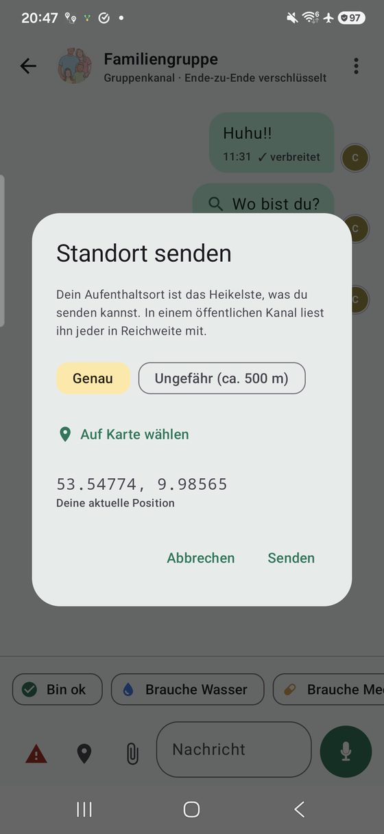 Notruf-Kanal geöffnet