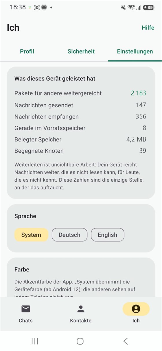 Einstellungen — Statistik & Sprache